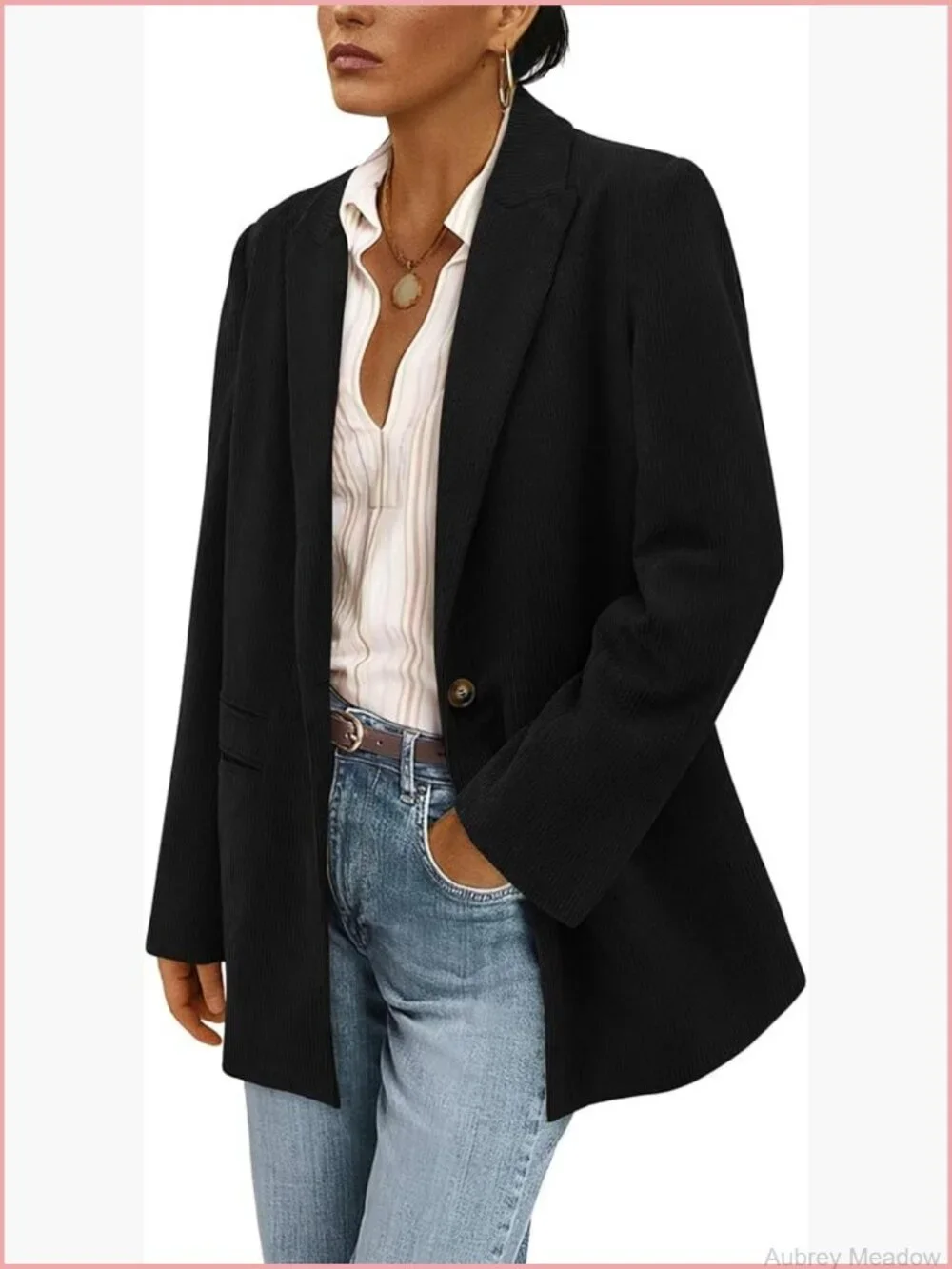 Corduroy Blazer Jacket Dressy Casual Long Sleeve Lapel Work Business Outerwear